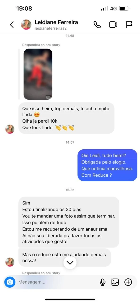 Print de conversa real de cliente REDUCE