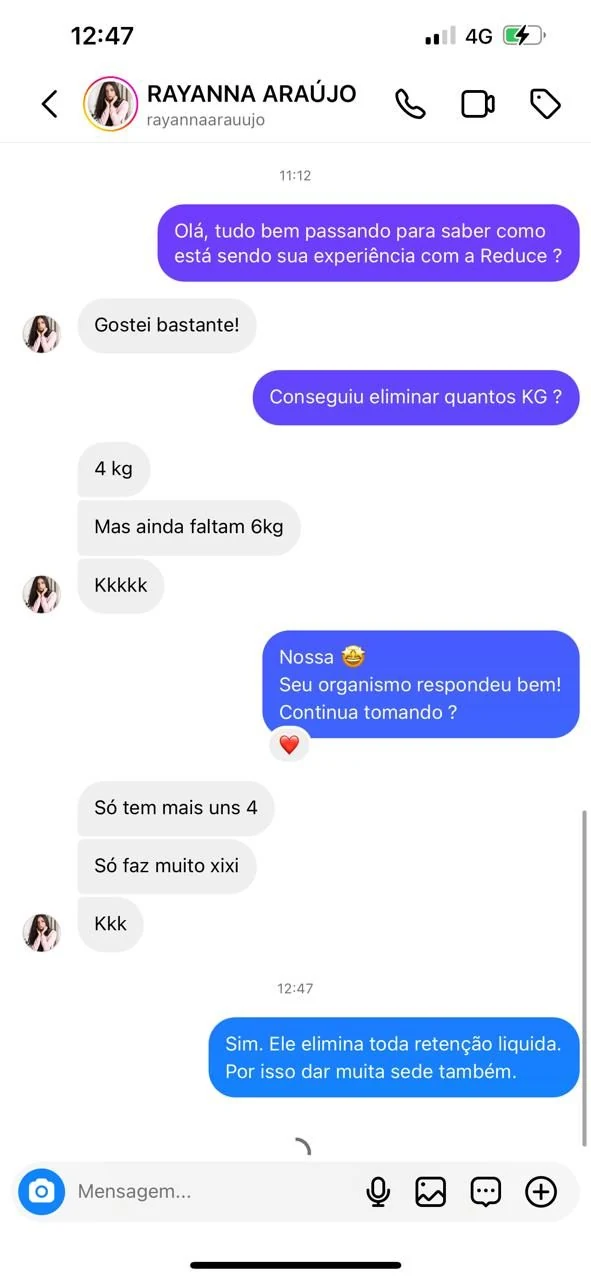 Print de conversa real de cliente REDUCE