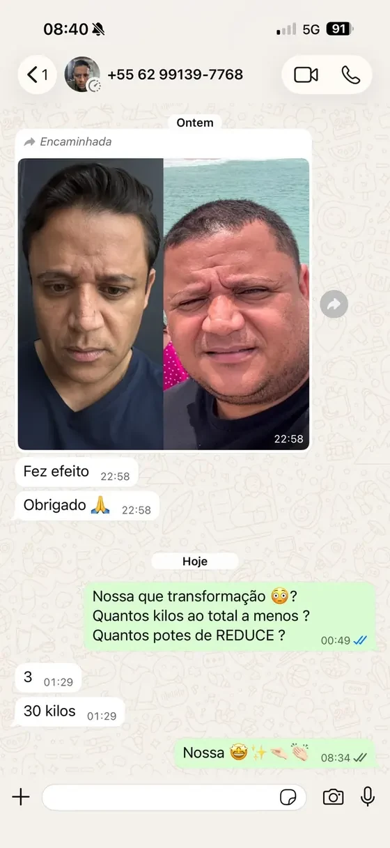 Print de conversa real de cliente REDUCE