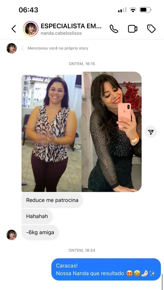 Conversa de cliente: −6 kg